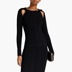 NEW Herve Leger Black Cutout Twisted Ribbed Bandage Top